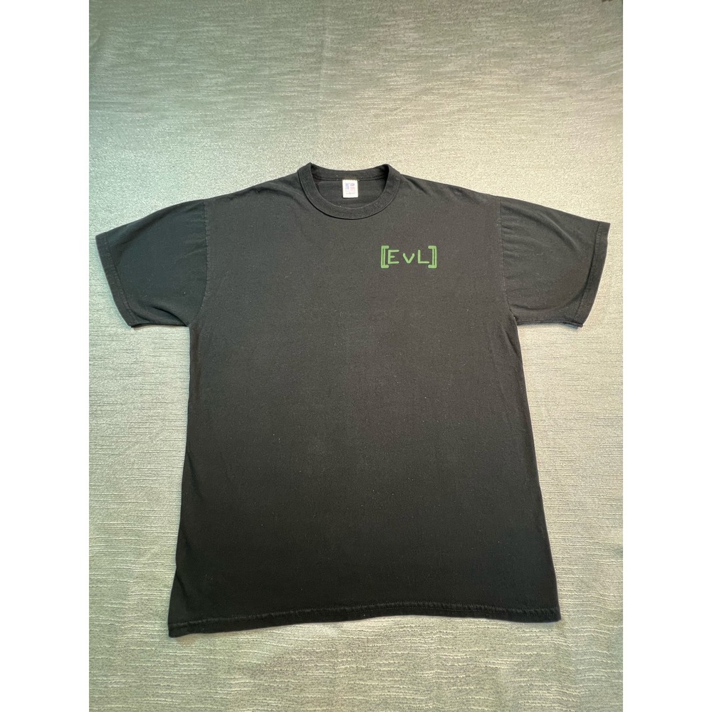 EVL Graphic T-Shirt Vintage Russell Athletic Black Green Quote Mens Large